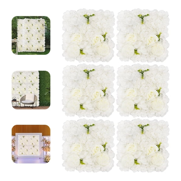 15 * 15in Flower Wall Panel, 6PCs 3D Artificial Flower Wall Background Silk Rose Mat for Wedding Backdrop Decor, Photo Backdrop Floral Wall DIY Arrangement (White Green)