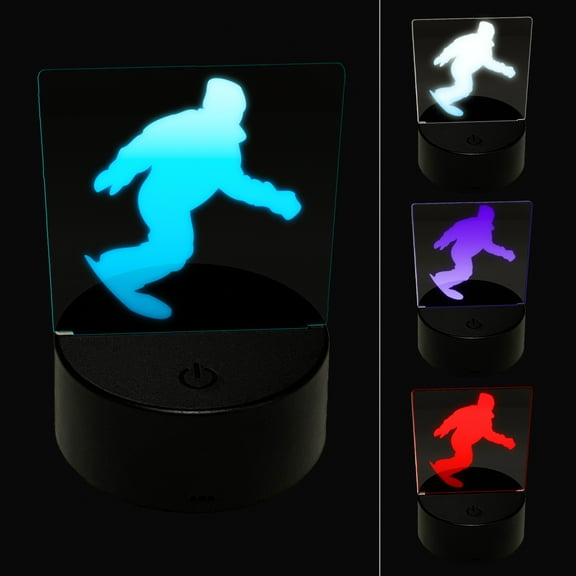 Snowboarder Carve Snow LED Night Light Sign 3D Illusion Desk Nightstand Lamp