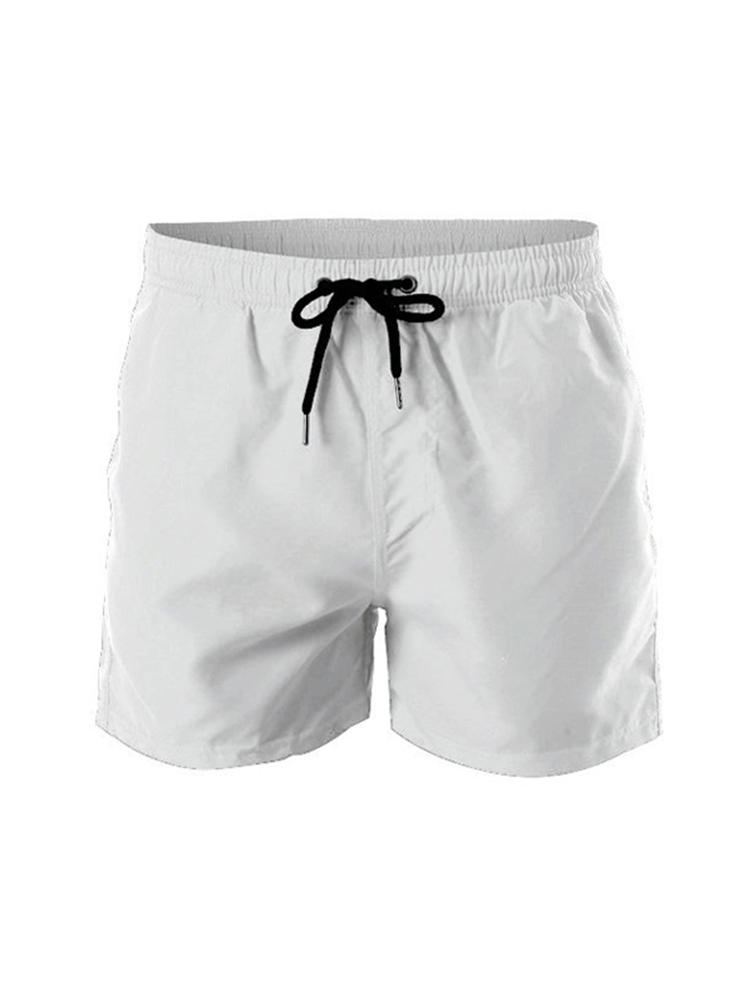 Men Quick-Dry Shorts Plus Size Beach Swim Trunks Breathable Boy Board Shorts with Pockets White 