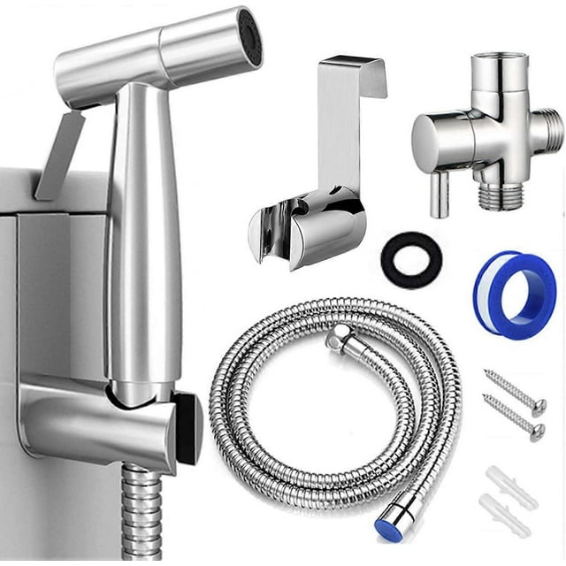 Toilet Bidet Sprayer, Handheld Cloth Diaper Sprayer, Bathroom Sprayer Kit, Spray Attachment with Hose, Stainless Steel Easy Installation, Large Water