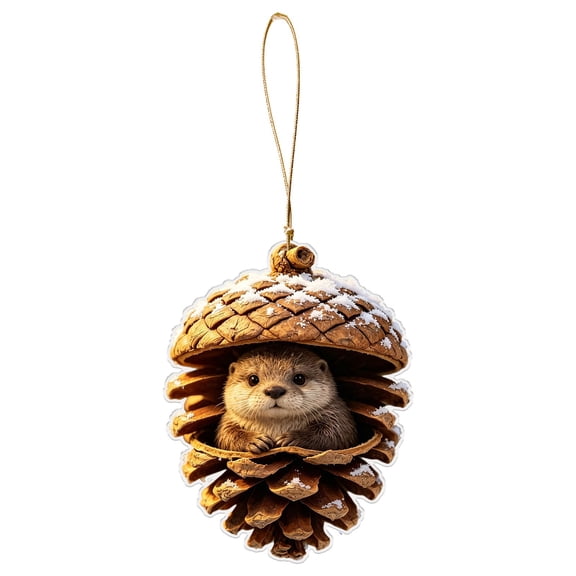 PPKVUFD 1Pcs Pinecone Forest Animal Christmas Ornaments, Funny Forest Animal Ornaments for Christmas Tree, Acrylic Ornaments Hanging for Animal Lovers