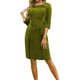 thumbnail image 3 of TaTaai Women's Spring Summer Velvet Dress Round Neck Solid Color with Zipper Fitted A Line Knee Length Stretchy Soft Casual Pullover Gift, 3 of 6