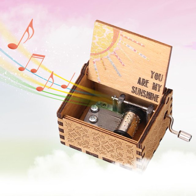 Juguete Musical Caja de música con manivela retro tallada en madera You Are My Sunshine Music Box (B) Wdftyju Libre de BPA