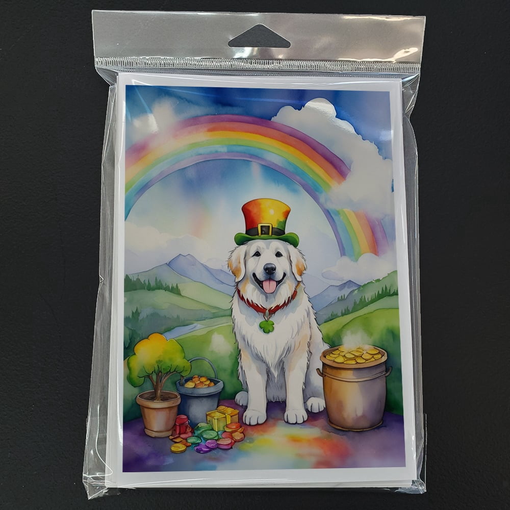 Great Pyrenees St Patrick's Day Greeting Cards Pack of 8 7 in x 5 in