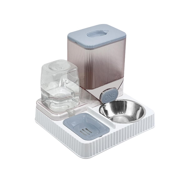 Bebedero automático para gatos, comedero de agua y comida para perros y gatos pequeños, medianos y grandes. Gris Con Cuenco