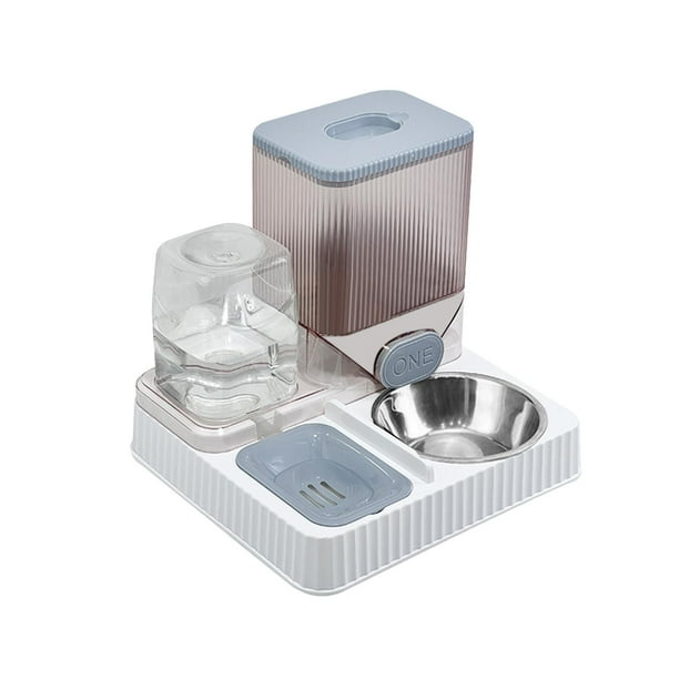Dispensador automático de agua y comida para gatos Almacenamiento de comida para mascotas Dispensador de agua para mascotas Gris Con Cuenco