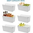 Storage Bins with Bamboo Lids Stackable Plastic Basket 6 Pack Large