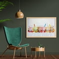 thumbnail image 2 of Colorful Wall Art with Frame, Different Flavored Bubble Teas and Chocolate Fresh Fruits Image, Printed Fabric Poster for Bathroom Living Room, 35" x 23", Off White Multicolor, by Ambesonne, 2 of 2