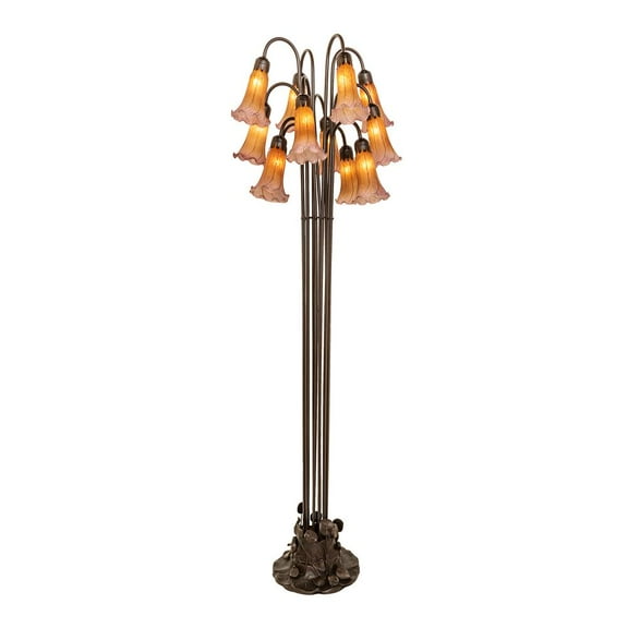 60"H Amber/Purple Pond Lily 12 LT Floor Lamp