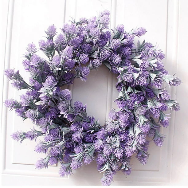 de flores de lavanda de bienvenida, de puerta delantera de simulación, de primavera colgante de pared de plástico para Púrpura Fernando Corona de la puerta de entrada