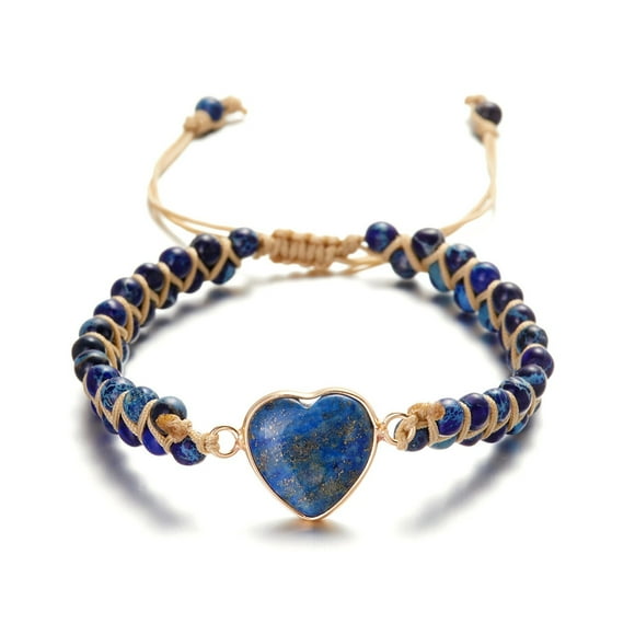 EGNMCR Bangles 2022 Double Winding Emperor Stone Heart Bracelet Hand Woven Natural Stone Beaded Heart Bracelet Bracelet Bracelet