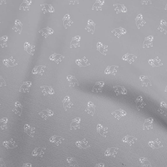 oneOone Cotton Cambric Light Gray Fabric Minimal Retro Dog Dress Material Fabric Print Fabric By The Yard 42 Inch Wide