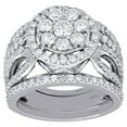 thumbnail image 2 of 14K White Gold Solitaire Diamond Bridal Set Halo Engagement + Wedding Rings 2 Ct, 2 of 5