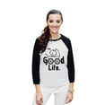 thumbnail image 2 of Thread Tank The Good Life Mom Unisex 3/4 Sleeves Baseball Raglan White Black Large, 2 of 4