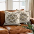 thumbnail image 3 of Vintage Throw Pillow Cover Abstract Brown Bohemian Farmhouse Tribal Cotton Linen Cushion Cover Throw Pillow Case with Invisible Zipper for Couch Sofa Bed Chair Car 16x16 Inch, 3 of 14