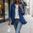 thumbnail image 5 of Chiccall Denim Jackets for Women Women's Classic Button Front Collared Ruffle Trim Relaxed Jean Jacket Casual Outerwear With Pockets, 5 of 10