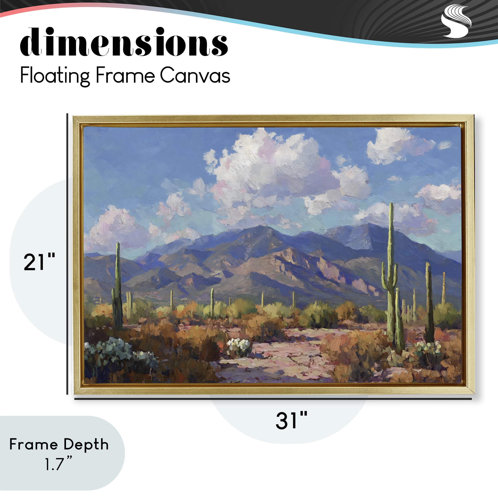 Stupell Industries Desert Mountains at Sunset Glow Gold Framed Floater Canvas Wall Art, design by Gina Kelly