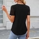 thumbnail image 4 of Blusas para Mujeres Casual Manga Corta Cuello Redondo Encaje Empalme Blusa 95% Poliéster 5% Spandex, Nuevo Color Sólido Superior para el Uso Diario, 4 of 8