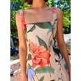 thumbnail image 3 of Women'S Square Neck Sleeveless Floral Flowy Long Dress A Line Maxi Dress White & Red L, 3 of 8