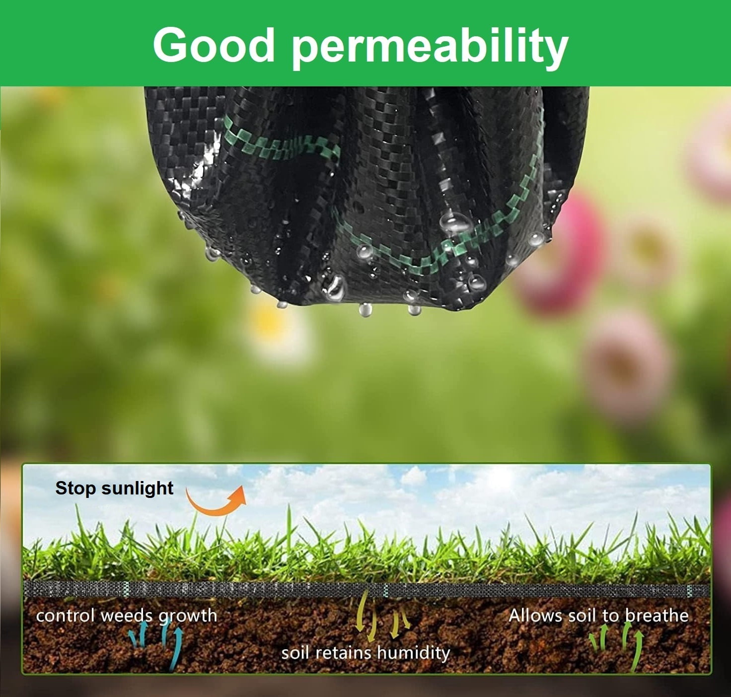 4x100ft Weed Barrier Landscape Fabric, Heavy Duty 3.2oz Ground Cover Weed Control Geotextile Fabric with Garden Staples Weed Block Gardening Mat Landscape Fabric