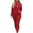 thumbnail image 2 of Aoochasliy Women Hoodies Clothes 2 Piece Outfits Casual Sweatsuit Pullover Hoodie Sweatpants Sport Outfits, 2 of 7