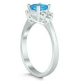 thumbnail image 2 of SZUL Women's Princess Cut 5X5MM Blue Topaz and Diamond Duchess Ring in 10K White Gold, 2 of 4