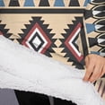 thumbnail image 3 of Oversized Wearable Blanket Hoodie,Beige Geometric Diamond Sun Pattern Sherpa Blanket Hoodie with Super Pockets,Super Warm Fuzzy Pullover for Women & Men, 3 of 6
