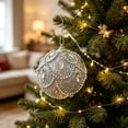 thumbnail image 5 of Silver Glitter Foam Christmas Ball Ornament, Rhinestone Beaded Hanging Bauble for Christmas Tree Decor Wreath Mantel Holiday Home Decor, 5 of 6