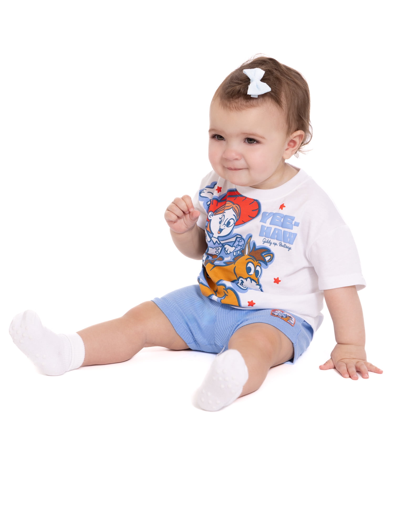 Toy Story Baby Girls Short Sleeve Graphic Tee and Matching Bike Shorts Set, 2-Piece, Sizes 0/3M-24M