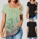 thumbnail image 2 of Camiseta informal y versátil de manga corta con estampado para mujer, camiseta de cuello cuadrado a la moda para verano Camiseta de cuello cuadrado, 2 of 4