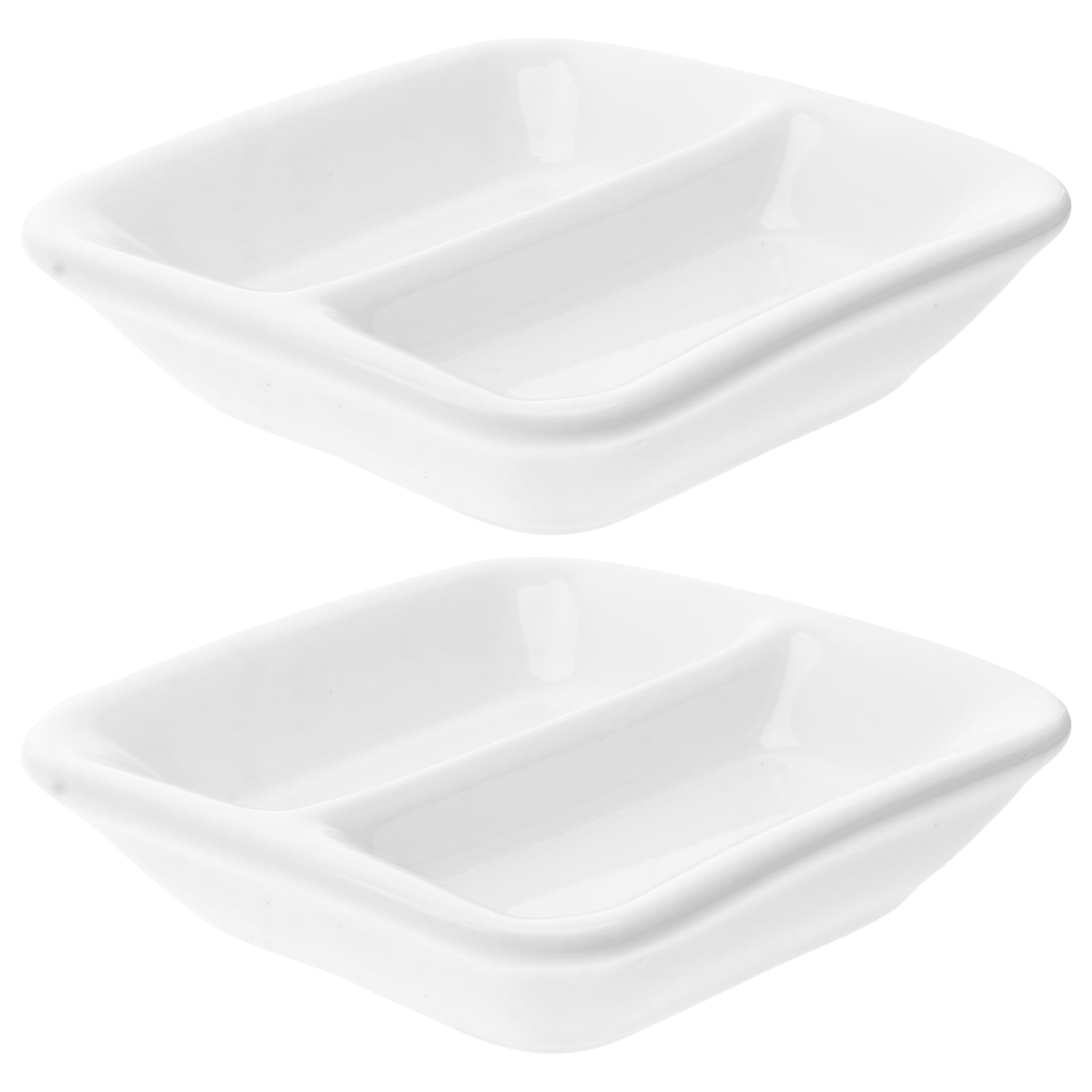 2 Pcs 3 Inch Pure White Ceramic Appetizer Serving Tray