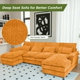 thumbnail image 4 of 110 U-Shaped Couch, Orange Cloud Modular Sectional Sofa, 4 Seats with Pillows for Living Room, Ultra Comfy Chenille Fabric, Deep Double Cushions, 4 of 10