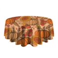 thumbnail image 5 of Fall Pumpkins Sunflowers Corn Apples Pattern Round Tablecloth 60" X 60",Wrinkle Wipeable Table Cloth for Kitchen Dining Room Picnic Patio Party, 5 of 6