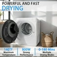 thumbnail image 3 of 1.6 cu.ft Portable Clothes Dryer, 800W Compact Dryer with Stainless Steel Tub, 5 Modes Auto Stop & Easy Control Small Dryer Machine, Ideal for Laundry, Apartments, Dorms, RVs, White, 3 of 7
