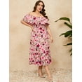 thumbnail image 5 of Yesfashion Women Plus Size Off Shoulder Maxi Dress Ruffle Flowy Casual Summer Boho Long Dresses, 5 of 8