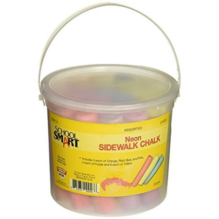 School Smart Sidewalk Chalk 1 Inch X 4 Inch Tub Of 20 Neon Colors