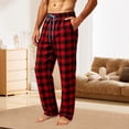 thumbnail image 5 of TKKCS Mens Buffalo Plaid Lounge Pants Relaxed Fit Straight Leg Casual Sleepwear Elastic Waist Drawstring Pajama Pants with Pockets Red XL, 5 of 7