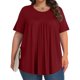thumbnail image 1 of Puntoco Blusas cortas de liquidación para mujer, blusas casuales de moda para mujer, tallas grandes, manga corta, lisas, cuello redondo, dobladas, 1 of 5