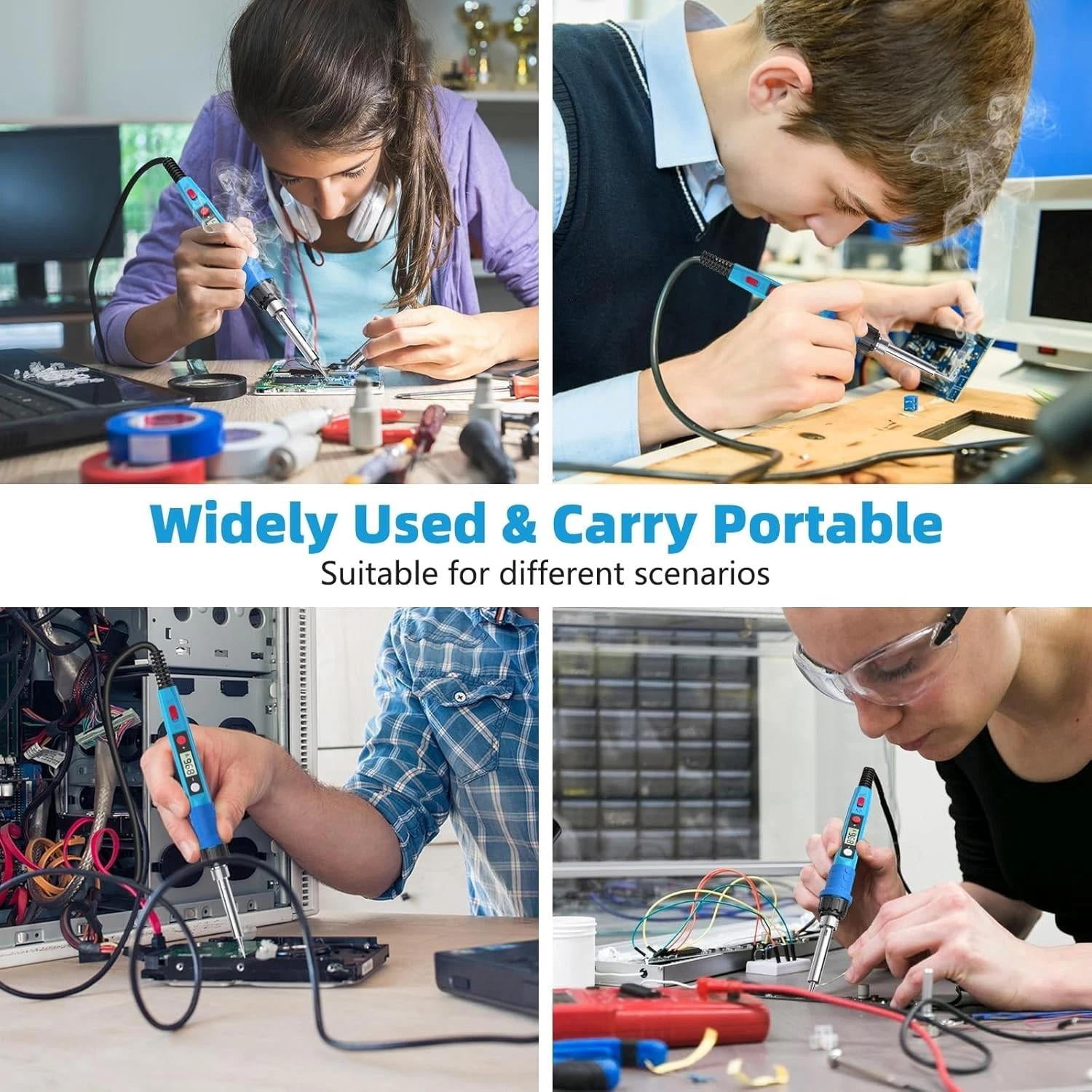 Soldering Iron Kit 80W LCD Digital with Tips Stand Flux Wire for Jewelry Elec...