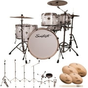 Sawtooth Command Series 6-Piece Drum Set Shell Starter Pack with 24" Bass Drum, Hardware & Zildjian S Family Cymbals, White Oyster ( box 1 of 3)