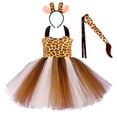 thumbnail image 4 of Byoo Girls' Halter Dress Animal Printed A-Line Tulle Performance Midi Dresses Fairy-Like Cute Carnivals Tutu Dress for Kids Brown, 4 of 7