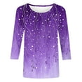 thumbnail image 3 of Njagoc3 Womens Blouses Plus Size Fashion Round-Neck Short Sleeved Printed Pullover Tops, 3 of 6