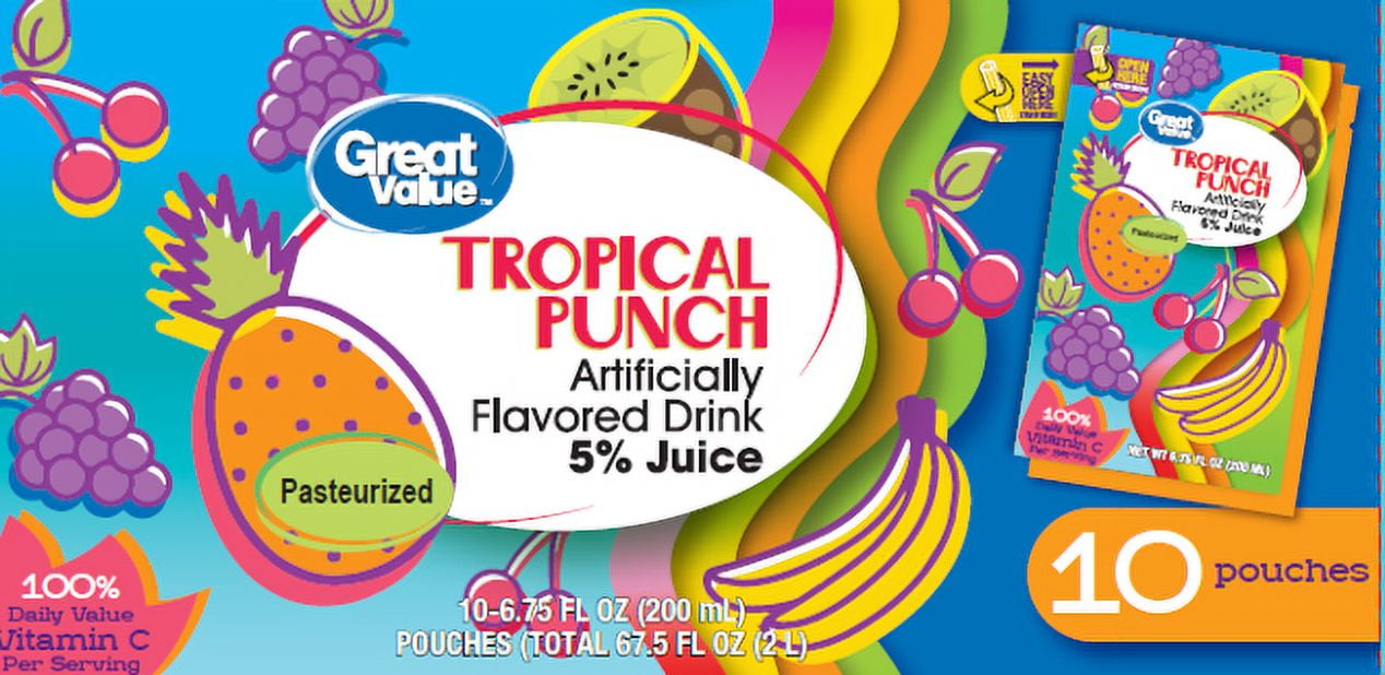 Great Value Pr Gv Tropical Juice 10pk Pouch 6.75oz