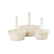 Wald Imports 4500-S3 Bamboo Basket - Set of 3, White