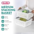 thumbnail image 2 of Sterilite Medium Stacking Basket, Open Top Storage Bin with Handles, 16 Pack, White, 2 of 8