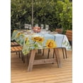 thumbnail image 3 of Outdoor Tablecloth with Umbrella Hole for Patio/Picnic/Party/Camping, Sunflower Waterproof Table Cloth Rectangle Table Cover Washable, Summer Eucalyptus Botanical Floral Blue Wood (60"x 102"), 3 of 8