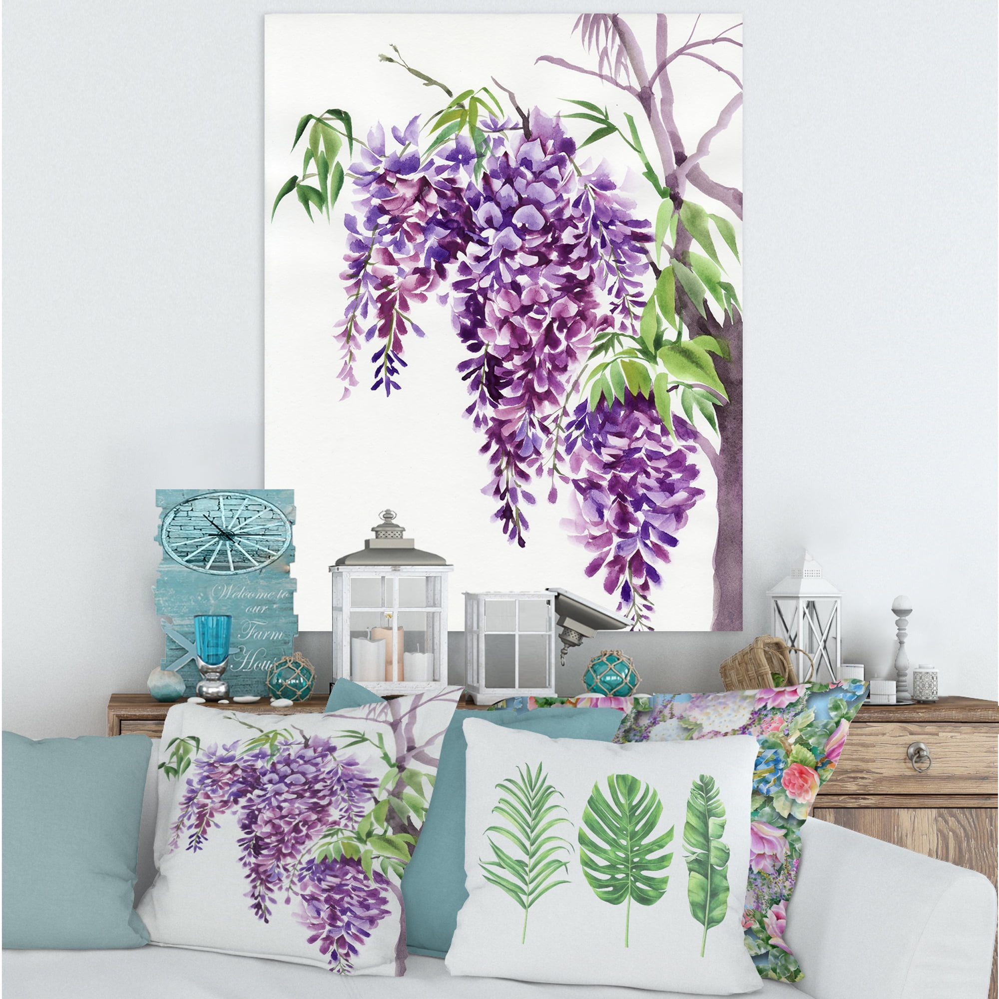 Wisteria Purple Branches 8 in x 12 in Painting Canvas Art Print