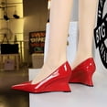 thumbnail image 2 of Nuevos zapatos de tacón alto y medio con punta de piel lacada para mujer, de moda, para banquetes, con boca poco profunda, 2 of 5