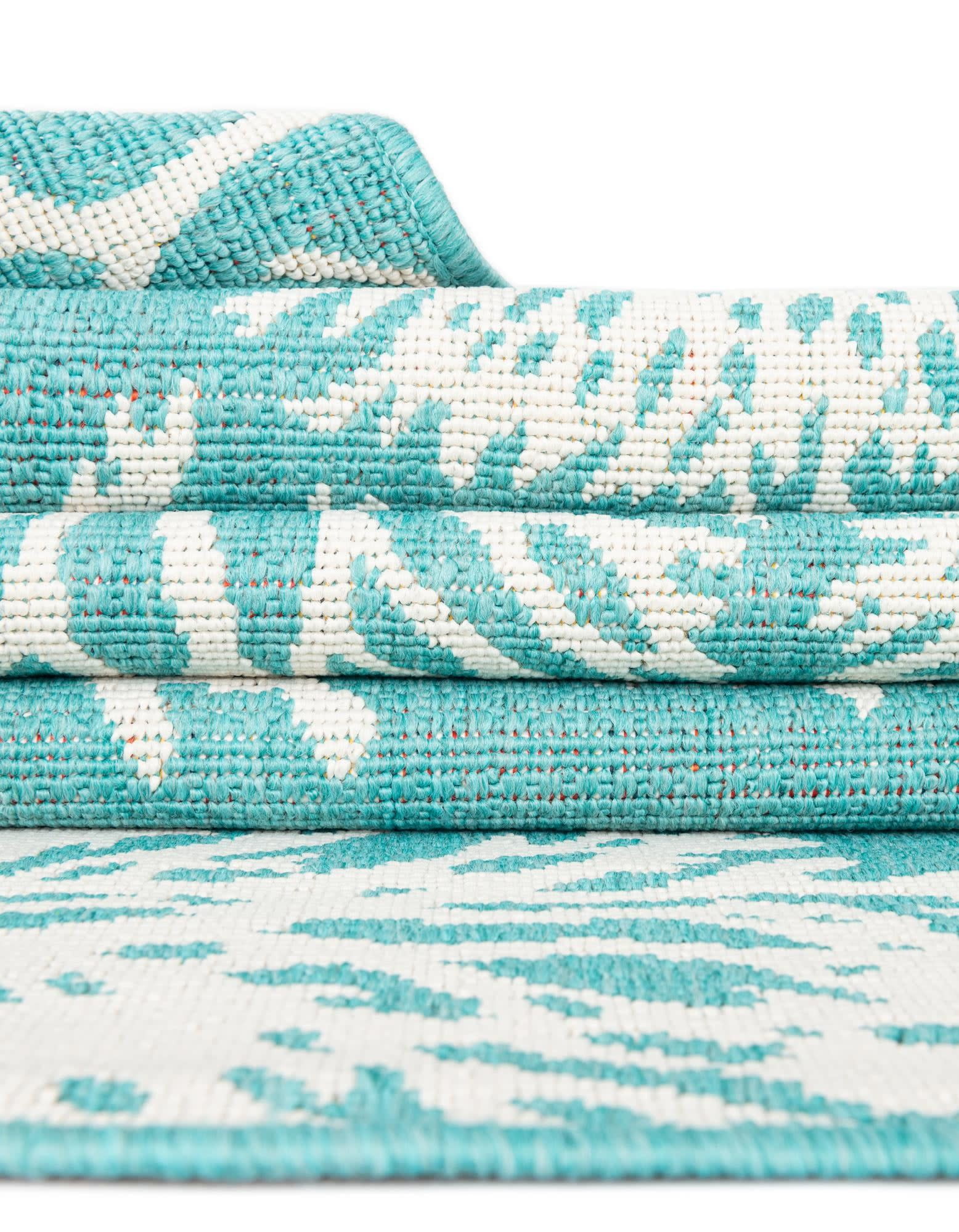 Unique Loom Outdoor Coastal Collection Area Rug - Coral (5' 3" x 8' Rectangle Teal/Ivory)