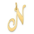 thumbnail image 1 of Diamond2Deal 14K Yellow Gold Large Script Letter N Initial Pendant for Women, 1 of 5